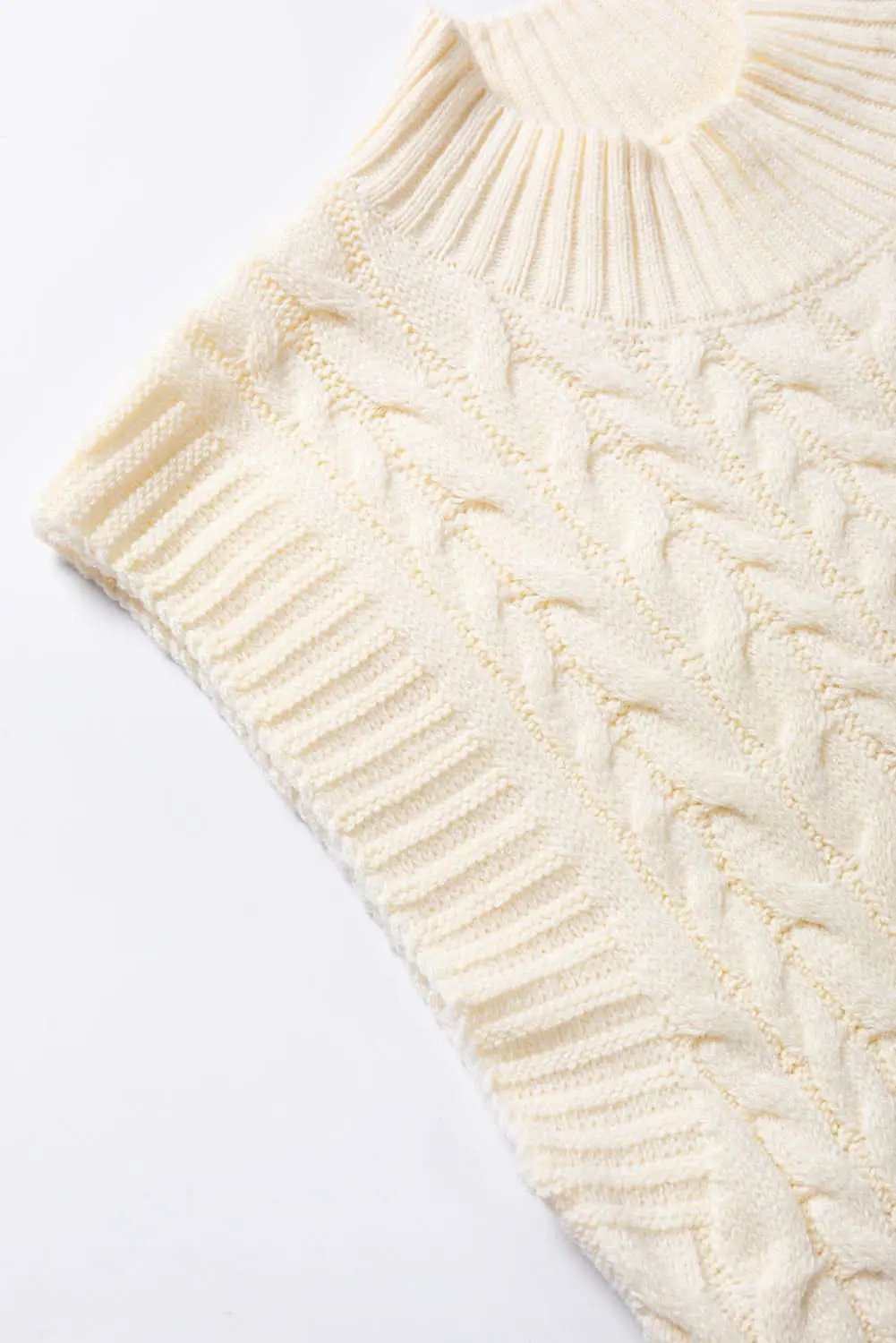 Oatmeal Cable Knit High Neck Sweater Vest - Love Salve